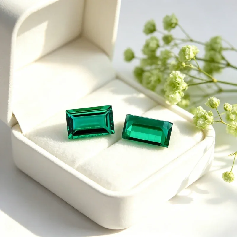 tabArtificial Gemstone Zambian Emerald Right Angled Rectangle Shape Certtificate
