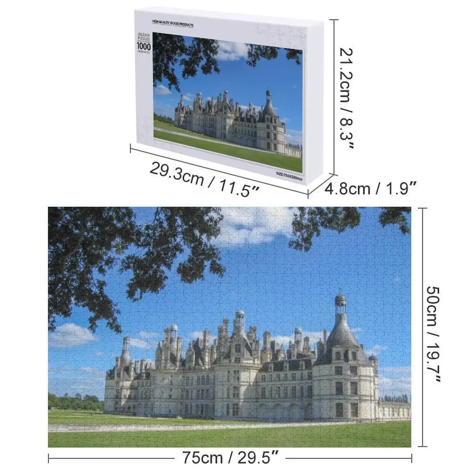 Chateau de chambord Jigsaw Puzzle Giocattoli per bambini Scatole di legno Puzzle con motori in scala fotografica personalizzata