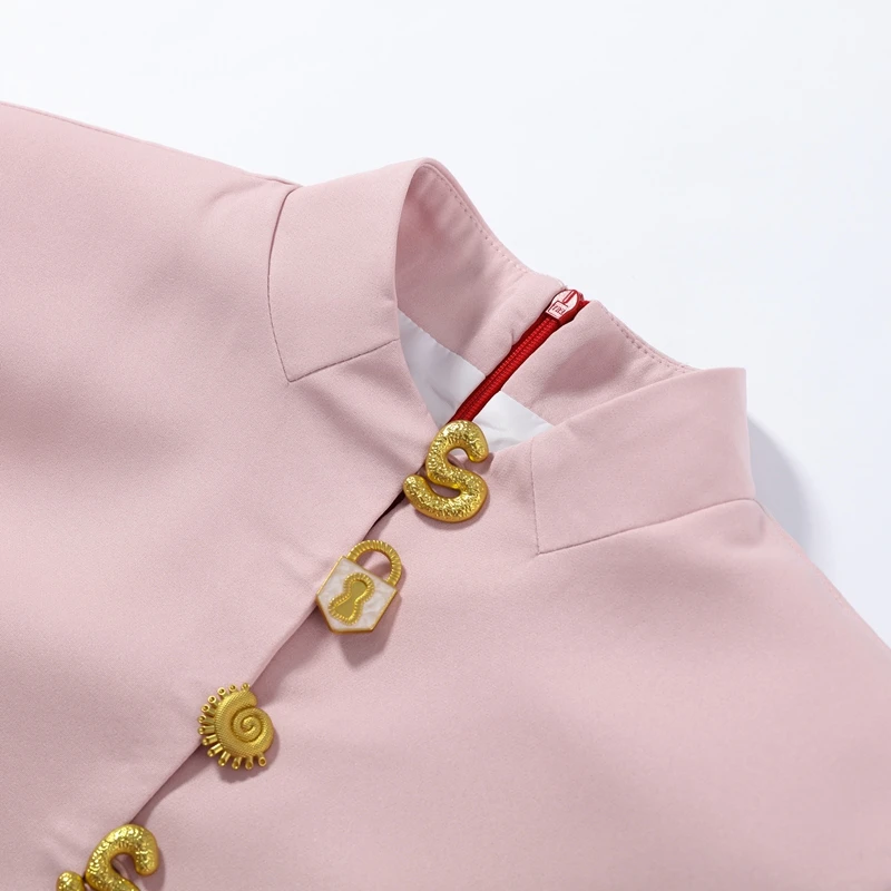 2026 Sommer Stehkragen Einfarbiges Damen-Midikleid Elegantes Einreihiges Kurzarm-Slim-Kleid Modisches Neues Damen-Langes Kleid – Detail 5