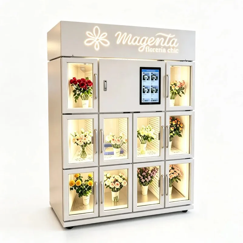Refrigerated 24 Hour Flower Vending Machine Custom Smart Automatic Combo Retail Kiosk For Self Service Flower Selling