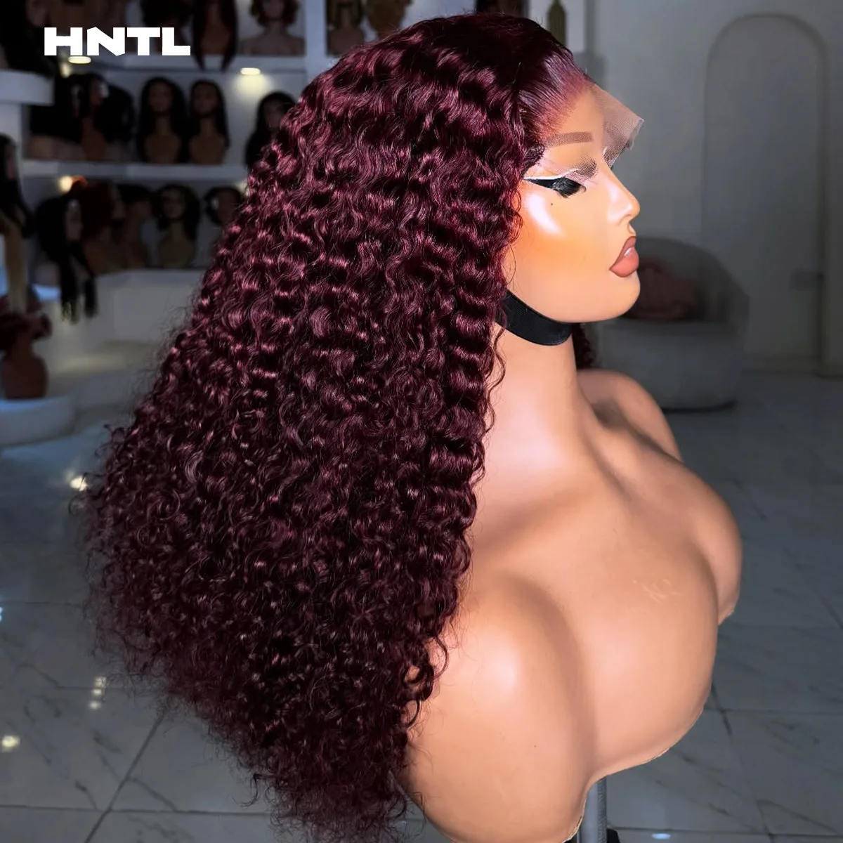 Super Double Drawn Pixie Curls 5by5 Lace Wig Glueless Ready to Wear Burgundy Burmese Curly 13x4 13x6 Lace Front Drawstring Wigs