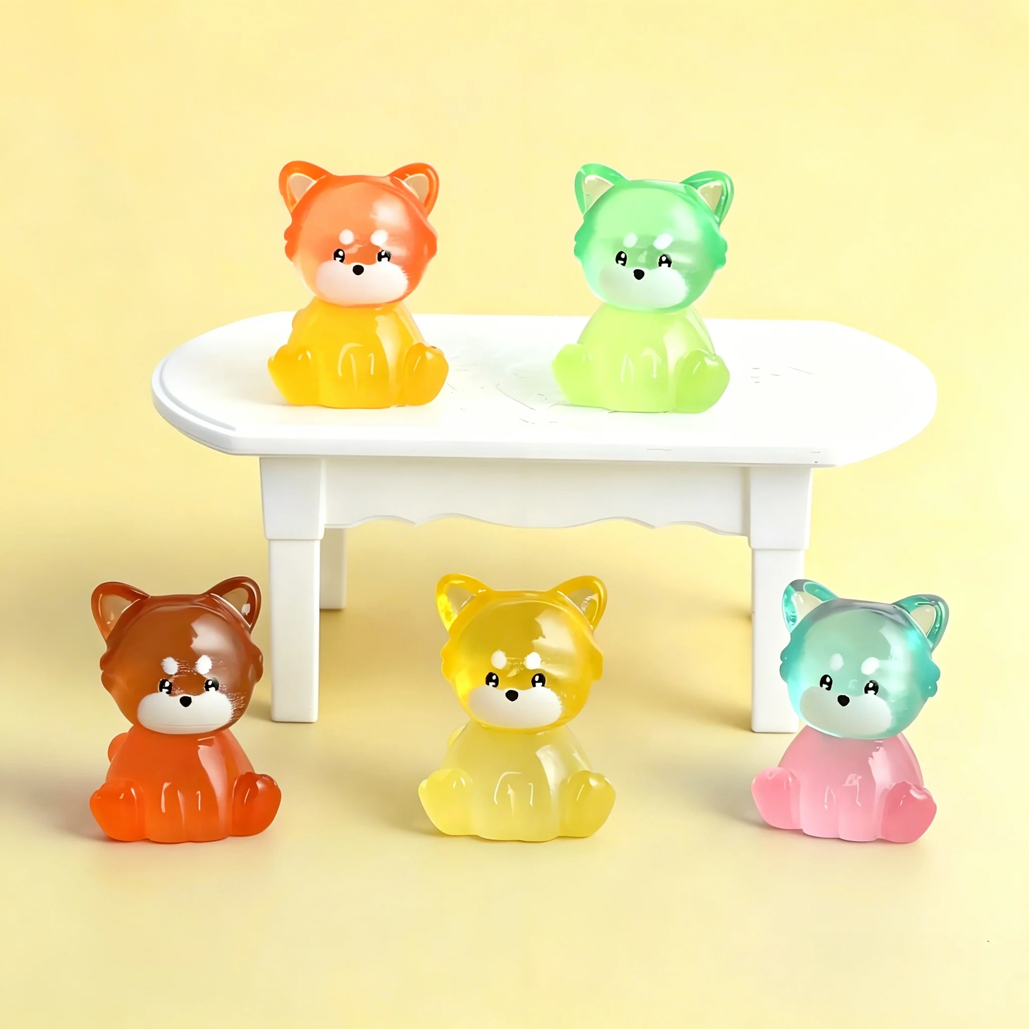 10Pcs Glow In Dark Resin Raccoon Figurines, Mini Colorful Animal Ornaments for Potted Plant & DIY Decor
