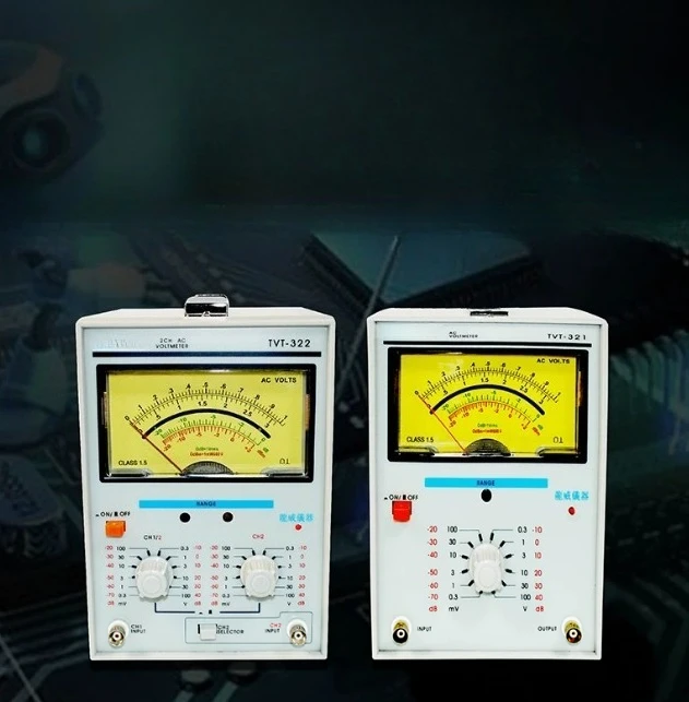 Compact TVT-322D AC Millivoltmeter 300V – 2Hz-2MHz Wideband Reader with Analog Pointer & Digital Display, Auto/Manual Range