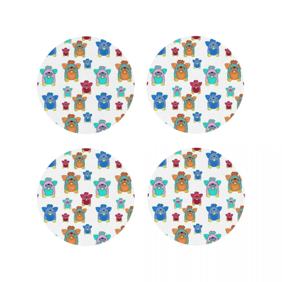 

Furby Pattern Coasters Kitchen Placemats Non-slip Insulation Cup Coffee Mats For Decor Home Tableware Pads Set of 4