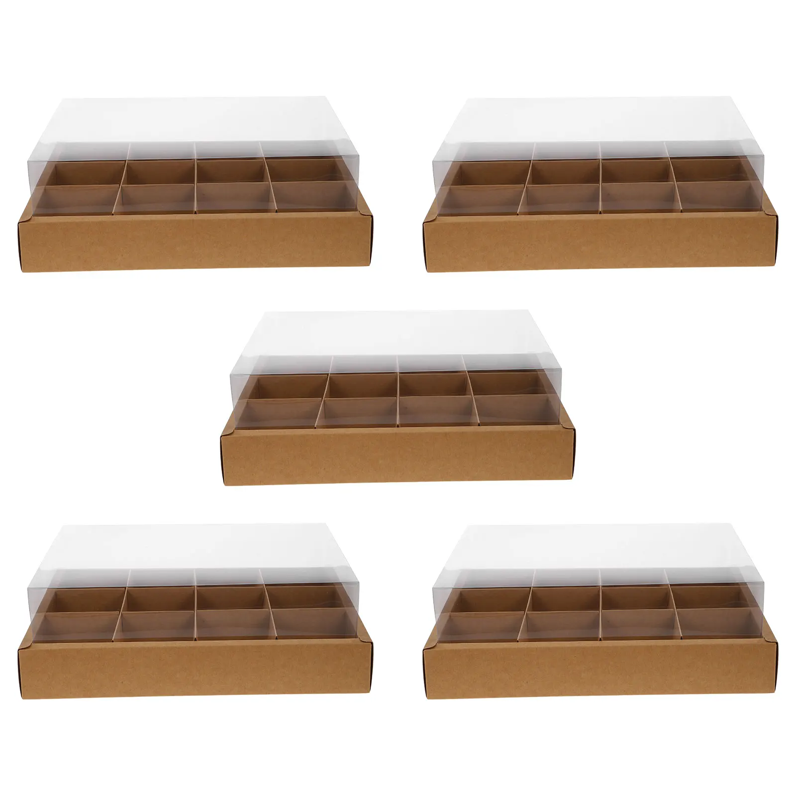

5pcs Plastic Cupcake Containers Break Resistant Transparent Lid Bakery Packing Box Convenient Storage Cake Display Box For