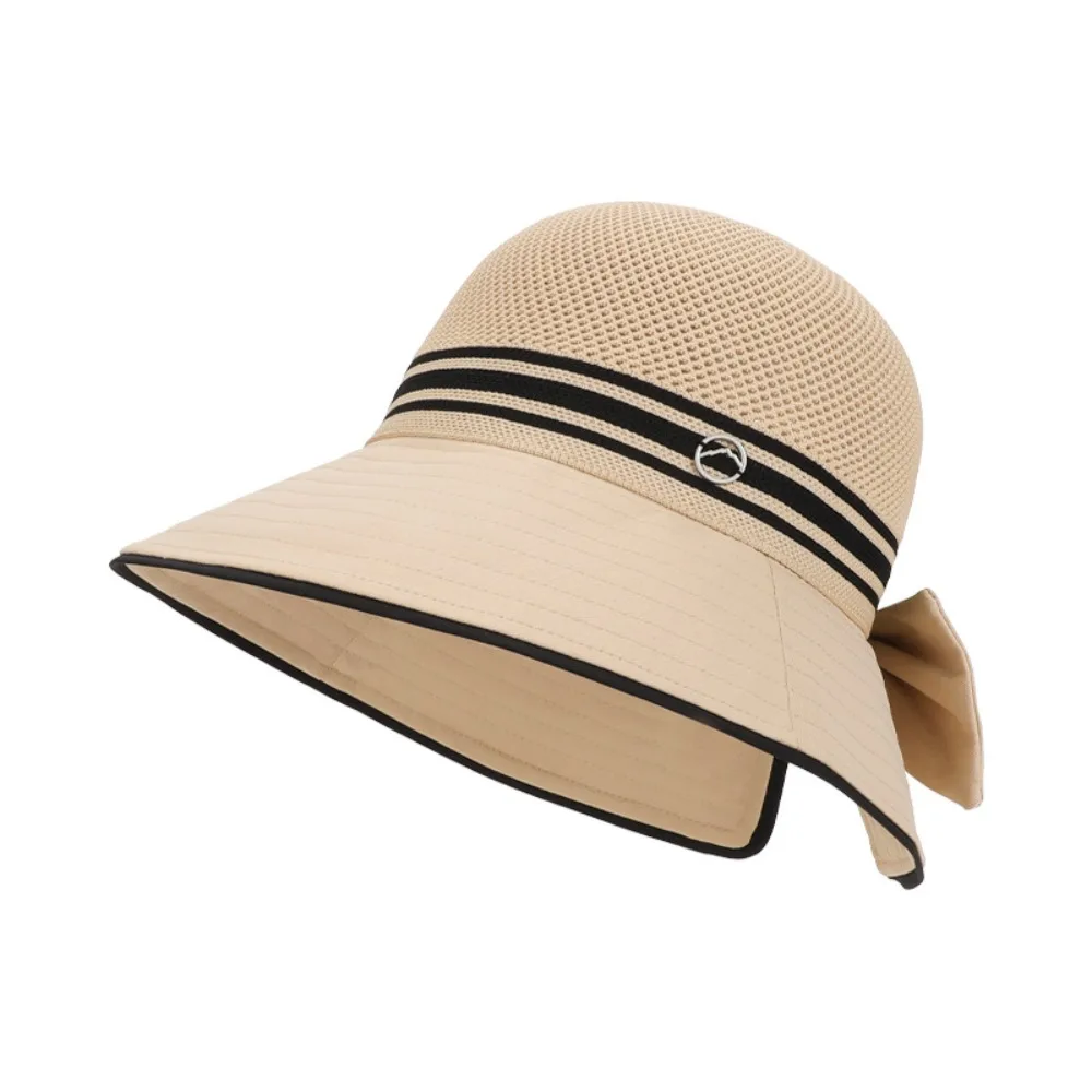 

Fashion Large Bow Women Sun Hat Weave Bowknot Bow Fisherman Hat Breathable Wide Brim Sunscreen Bucket Hat Outdoor