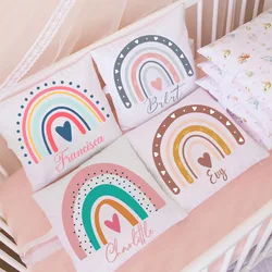 Custom Boho Rainbow Crib Bedding Pillow cover Personalized Kids Bed Pillow Baby Girl Shower Gifts Rainbow Girls Bedroom Decor