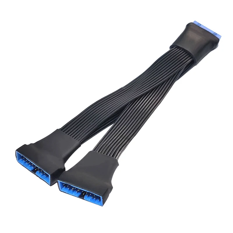 Dual-Port USB 3.0 Expansion Cable 20-Pin Male to Dual Female Header for Front Panel Multi-Device Connection