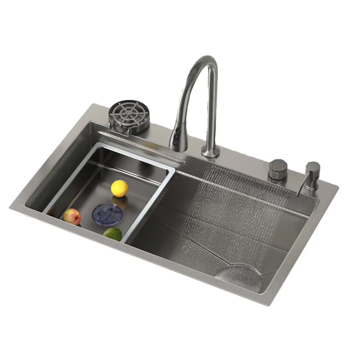 

Kitchen sink, vegetable basin, nano household, stainless steel, waterfall countertop and lower basin, dishwasher