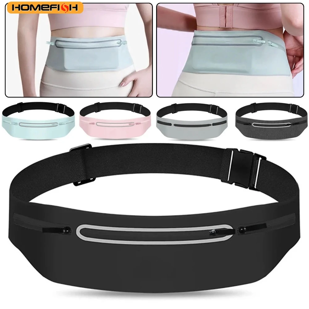HOMEFISH Waterproof Running Waist Pack Adjustable Belt Men Women Slim Running Bags Portable Outsides Jogging Gym Sports Cell