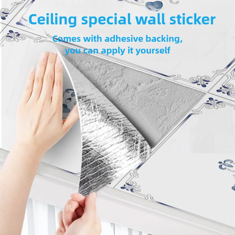 10 Sheets 30x30cm 3D Self-Adhesive Ceiling Tiles - Thickened PVC for Roof Top Decoration, DIY Peel & Stick Ceiling Renovator