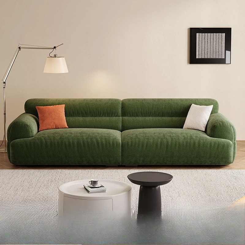 Vintage Medieval Chenier Valley Sofa Living Room Cream Wind Straight Row Green Fabric Sofa