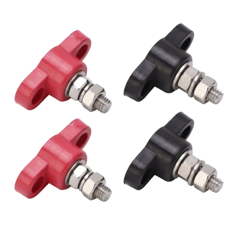 

4Pcs Battery Terminal Blocks 12V 24V Safe Red Black Power Stud Battery Junction Block Post