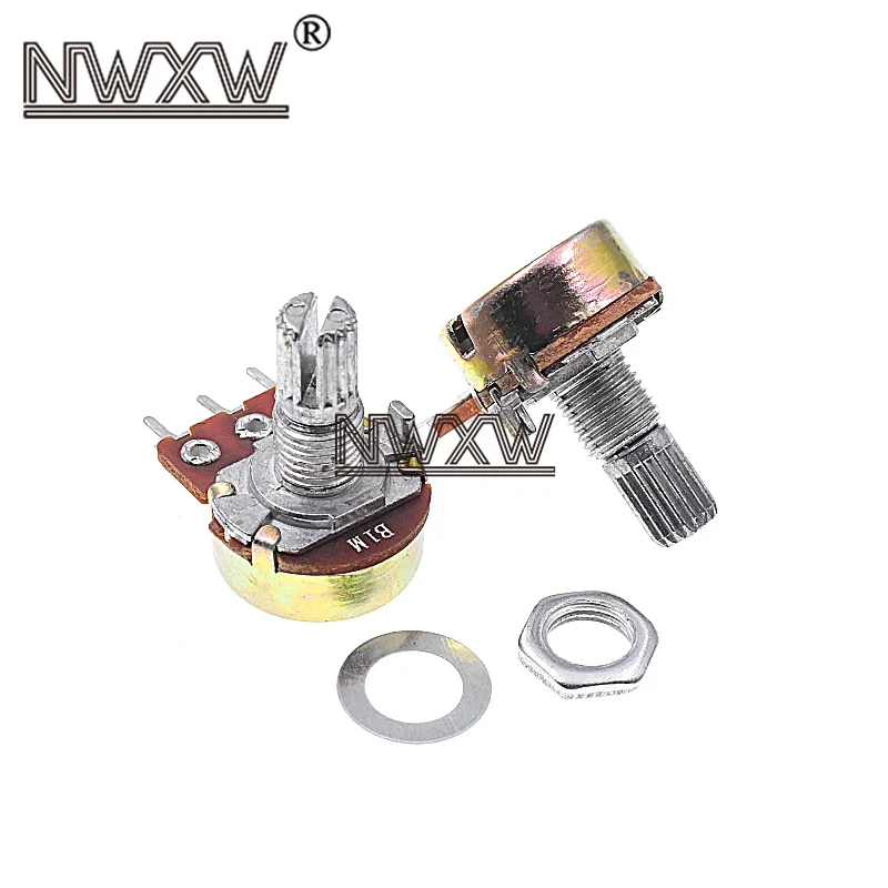 5pcs/lot WH-148 B1M 1M single 3-pin volume adjustment potentiometer B105 shaft length 15mm with nut and washer