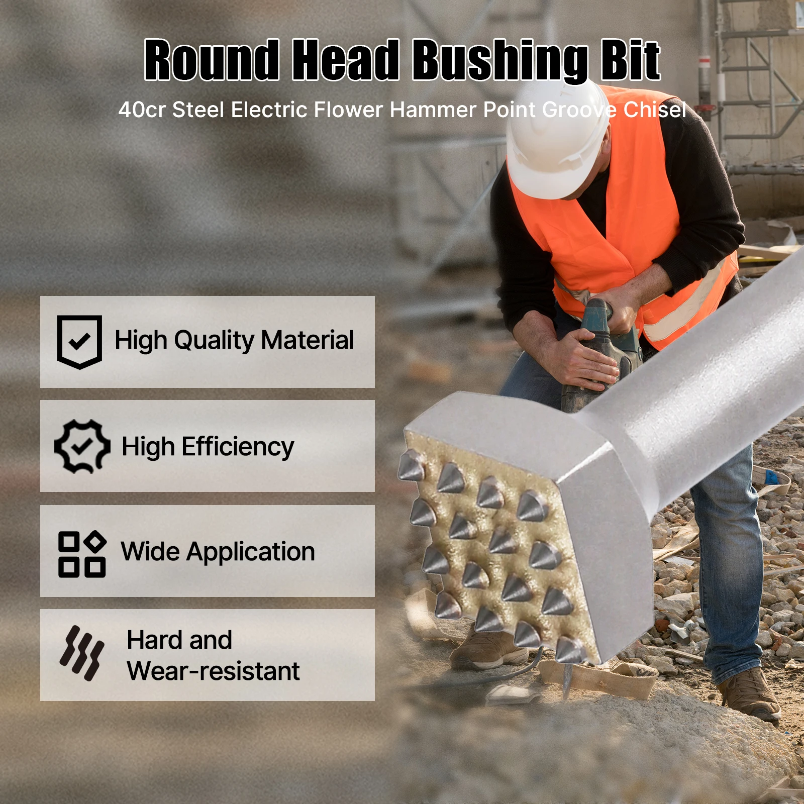 12/16 Teeth SDS MAX Shank Electric Hammer Carbide Chisel Drill Bit SDS Max Bushing Tool For Concrete Cement Masonry Brick Wall