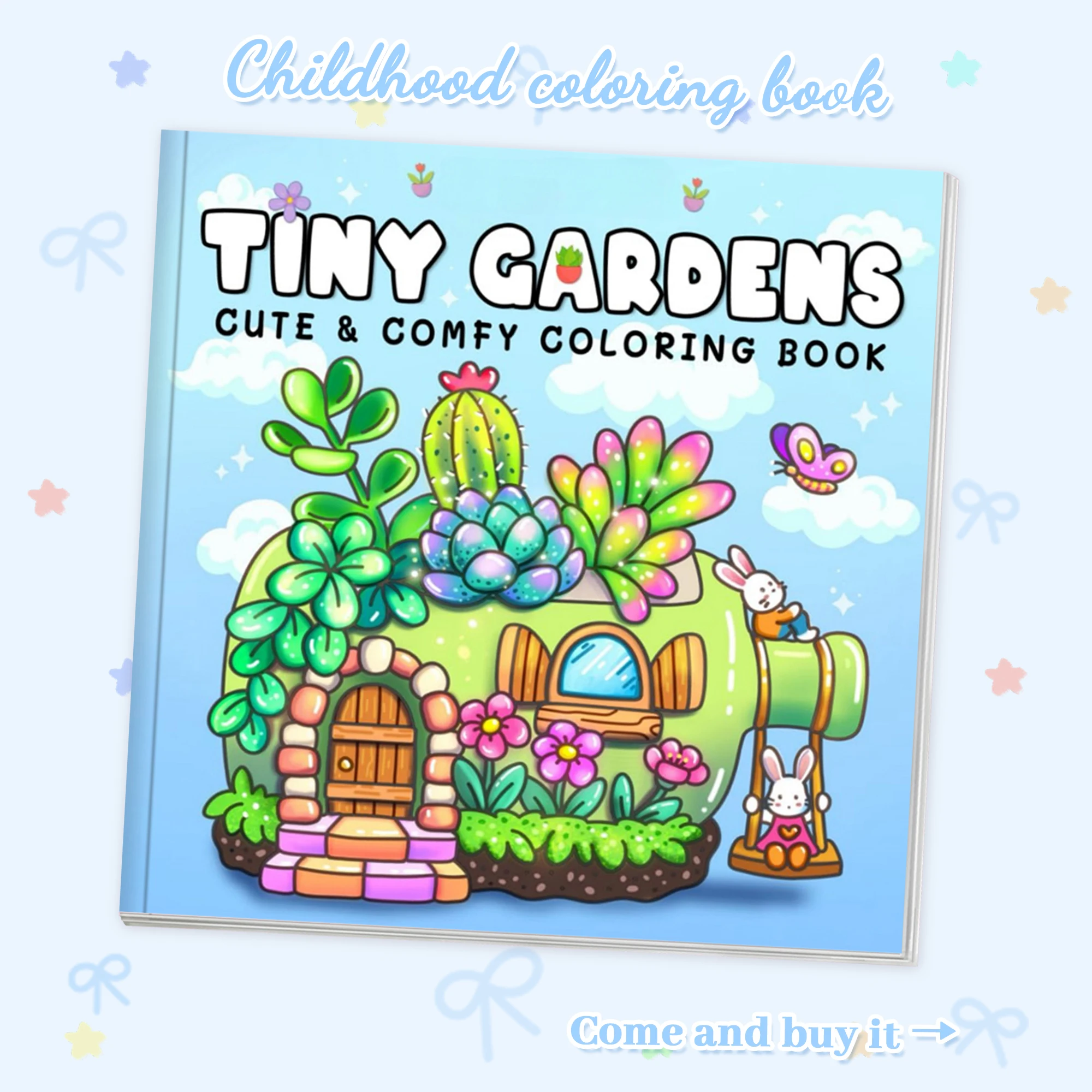 Libro da colorare per adulti Tema di piccoli giardini Semplice rilassante Sollievo dallo stress Pagine in grassetto Creatività fai da te Boost Genitore Bambino Divertimento Casa Leisu