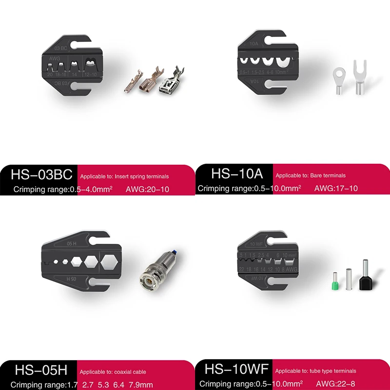 Imagem -06 - Alicate de Crimpagem hs Mandíbula para Inserção de Mola Pré-isolada Impermeável tipo Tubo Terminal de Cabo Coaxial Polegadas