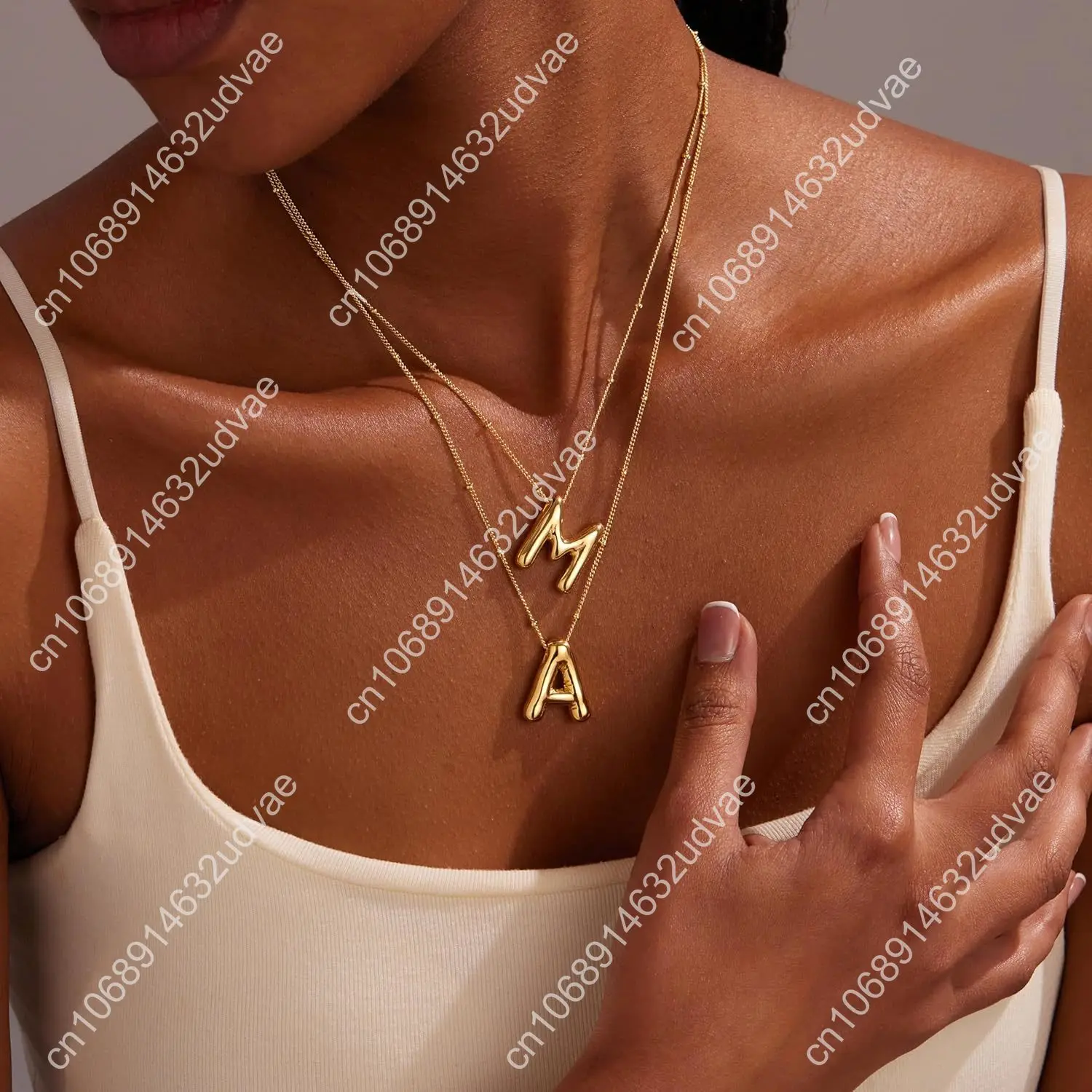 Золотое ожерелье с буквами и пузырьками для женщин, изящное ожерелье с подвеской в виде воздушного шара с покрытием 14 К, модное очаровательное ожерелье с именем, не тускнеет