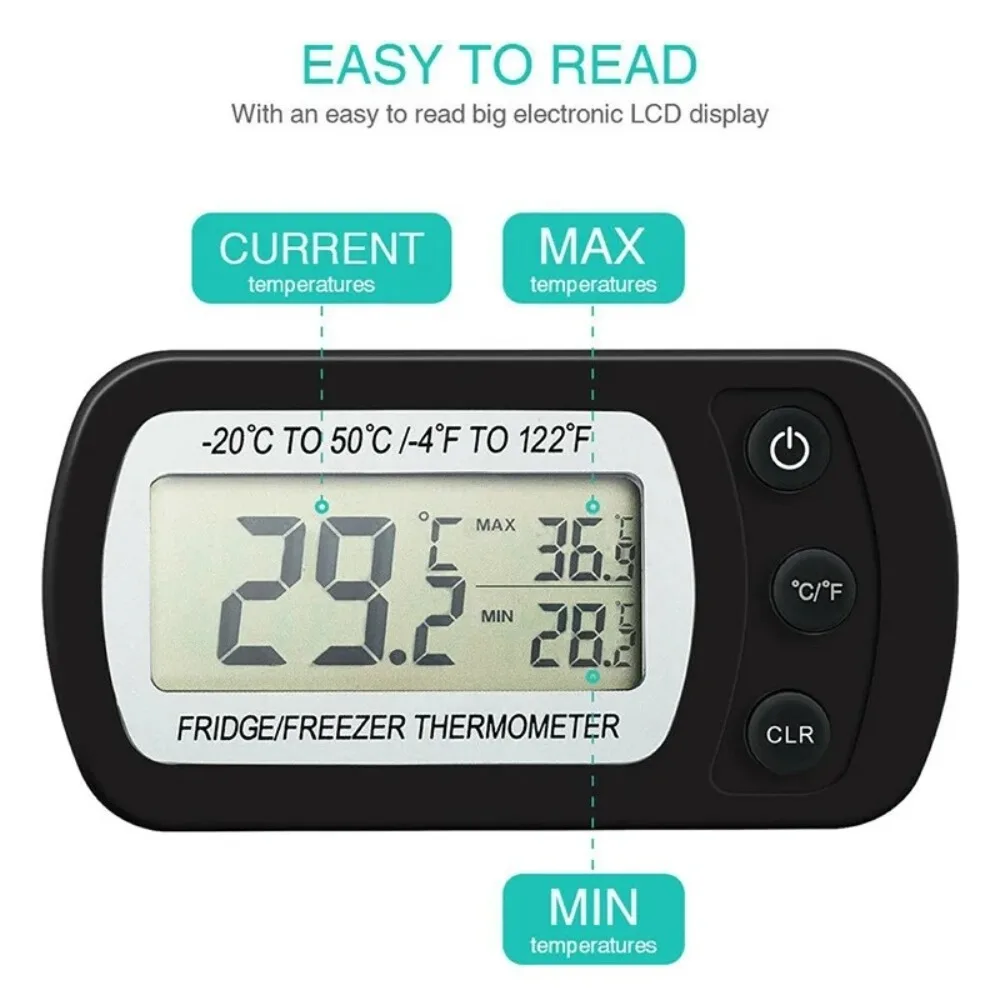 Household Refrigerator Digital Thermometer Anti-Moisture Max Min Temperature Record Hook Hanging Freezer Cooler Temperature