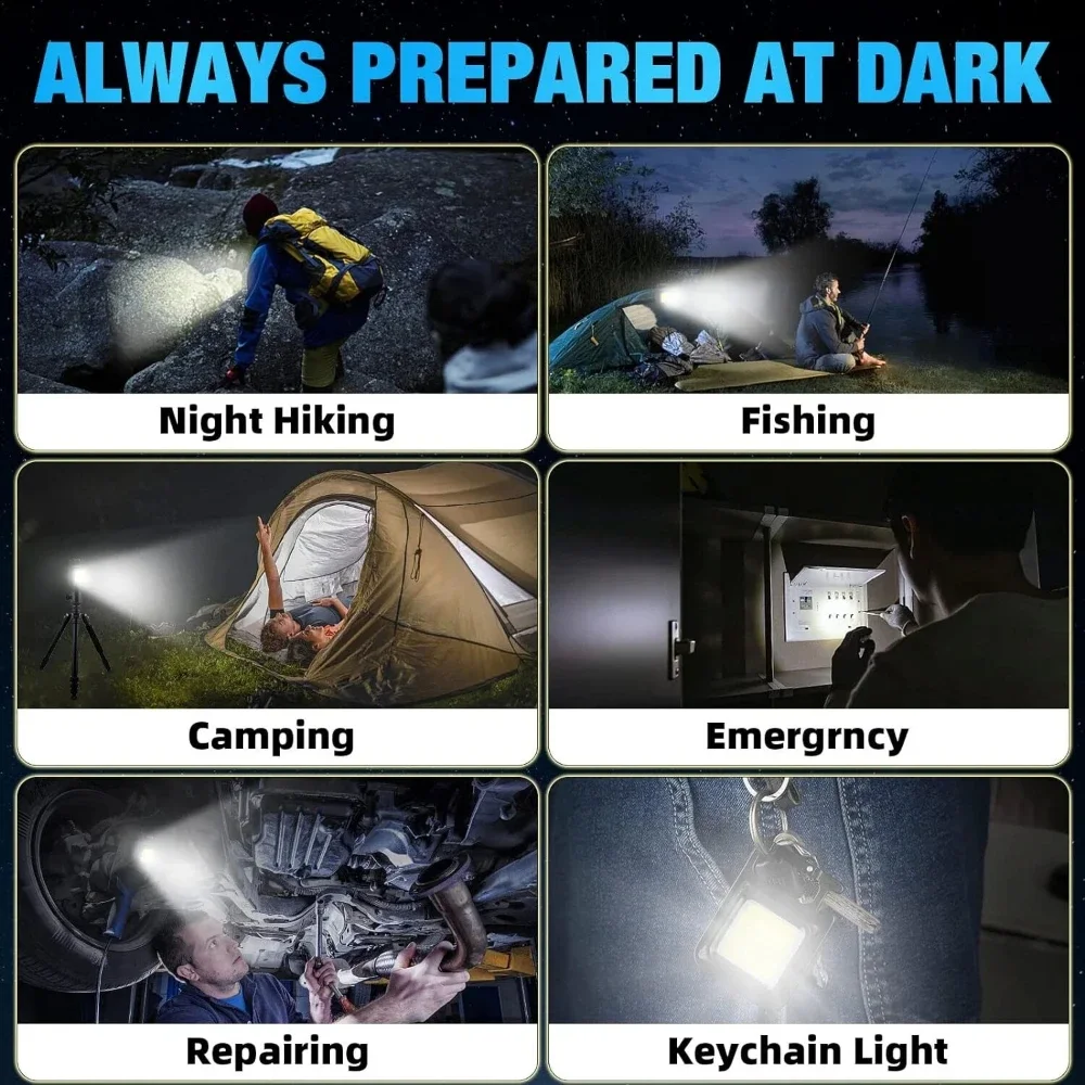 LED Super Bright Keychain Flashlight Portable Mini 4-Modes Magnet Base Handlamp Key Chain Lamp Outdoor Camping Lighting Torch