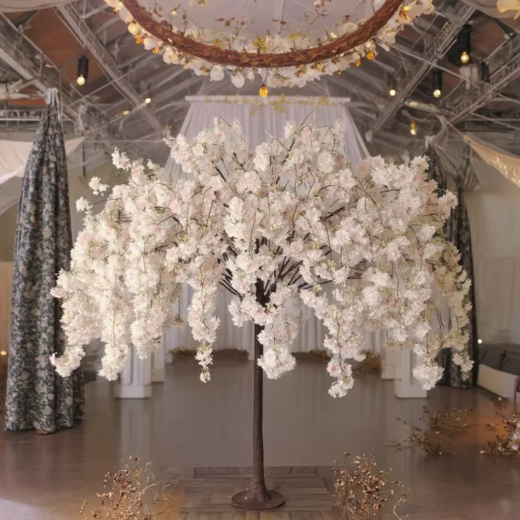 &c Factory Custom Fishing Artificial Artificial Silk Flower Replaceable Branches Glass Tempered Tree Sakura Tree for Wedding