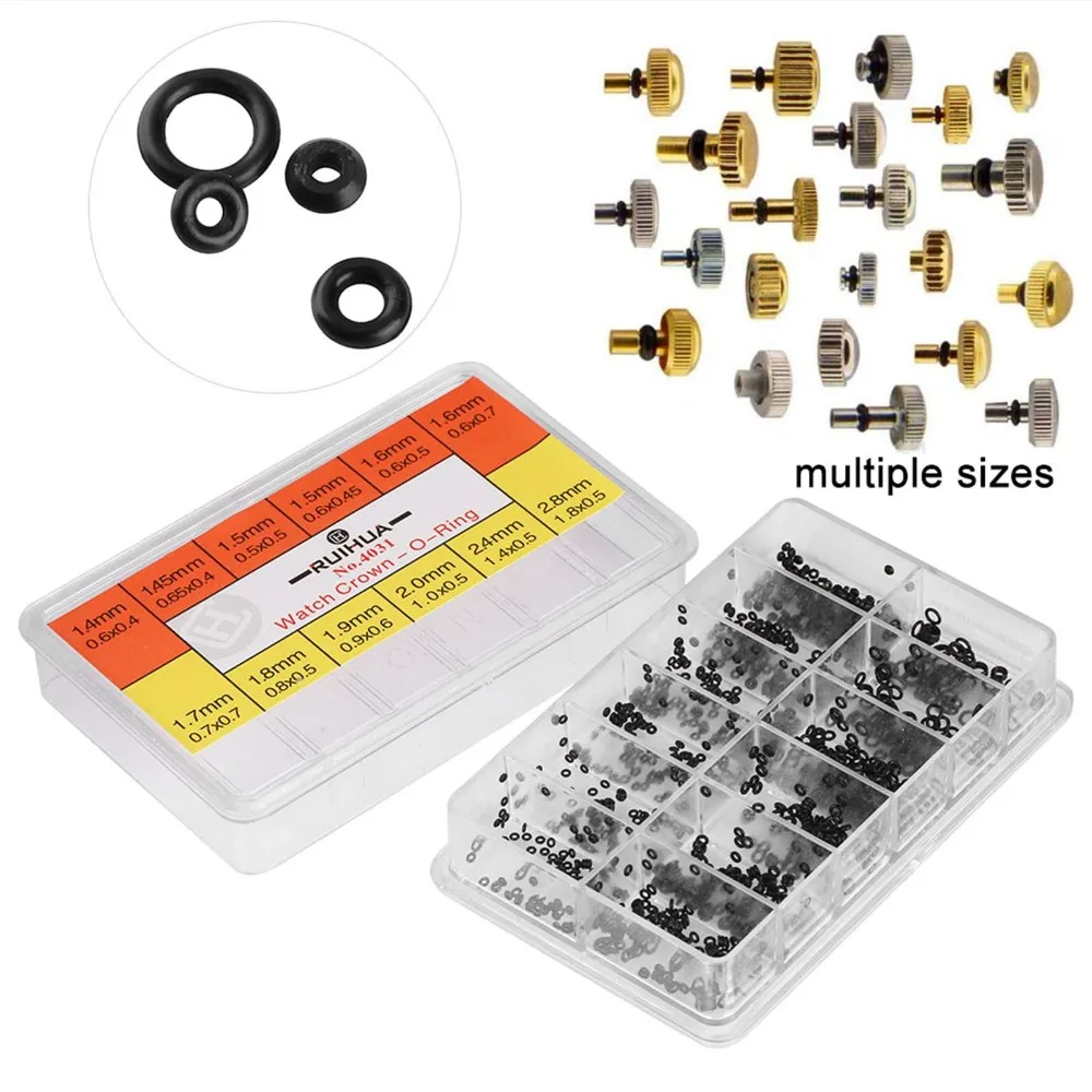 Professional Rubber Material Watch Crown O Ring 12 Sizes 1.4-2.8mm Waterproof Seals Roundness Design Rubber Washer Watch Repair