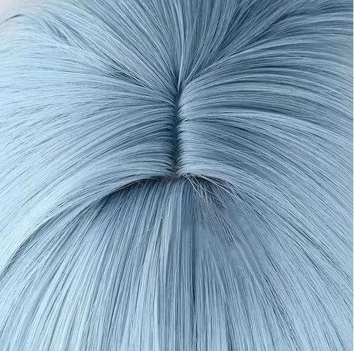 Wig wanita biru sintetis panjang bergelombang, Wig Cosplay Game Anime halus tahan panas untuk pesta sehari-hari