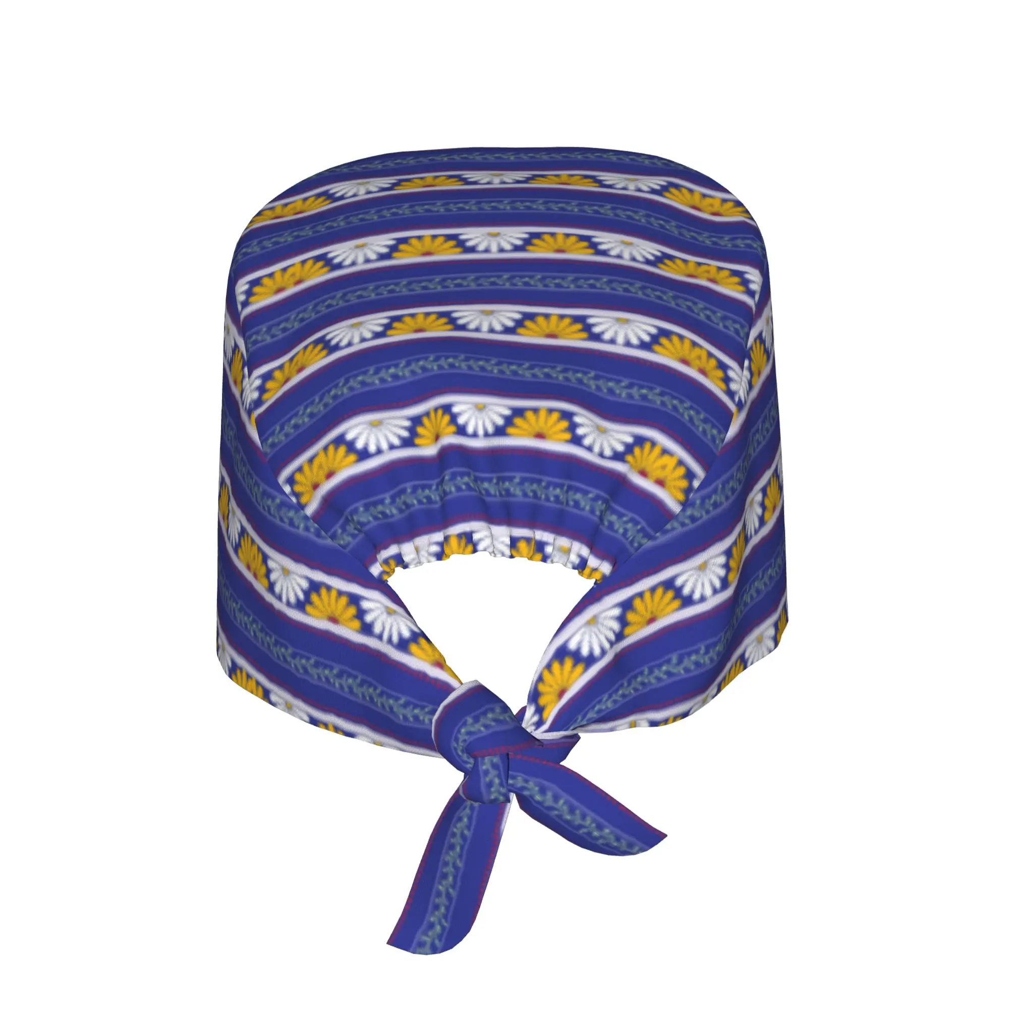 Adjustable Daisy Stripes With Yellow Working Hat Women Men Flowers  Surgical Hat Scrub Nursing Doctor Surgeon Cap for Dentist