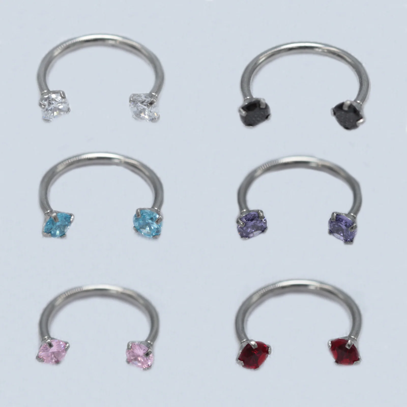 16G ASTM F136 Titanium Circular Barbell CZ Horseshoe Barbells Nose Ring Hoop Sepum Piercing Earlobe Ring Lip Jewelry