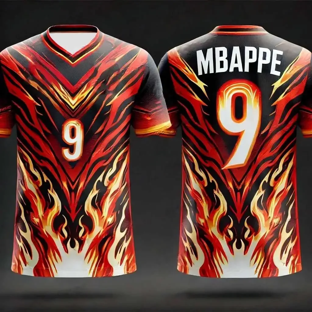 

Новый летний футбольный трикотаж с 3D принтом No 9 Mbappé, футбольная тренировочная одежда для мальчиков, мужская спортивная дышащая футболка с короткими рукавами