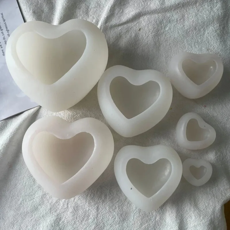 San valentino amore candela stampo in silicone 3D a forma di cuore sapone gesso resina artigianato stampo fai da te cioccolato dessert torta