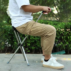 Lightweight Cane With Seats Height Adjustables 3 Legged Lightweight Folding Cane Versatile Stable Walking Stick For Elderly