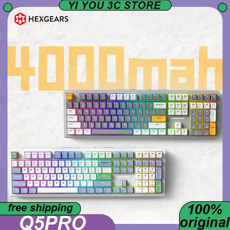 

HEXGEARS Q5PRO Mechanical Keyboard Wireless Tri-mode 108Keys 4000mAh PBT Hot Swap Custom PC Esports Laptop Office Keyboards