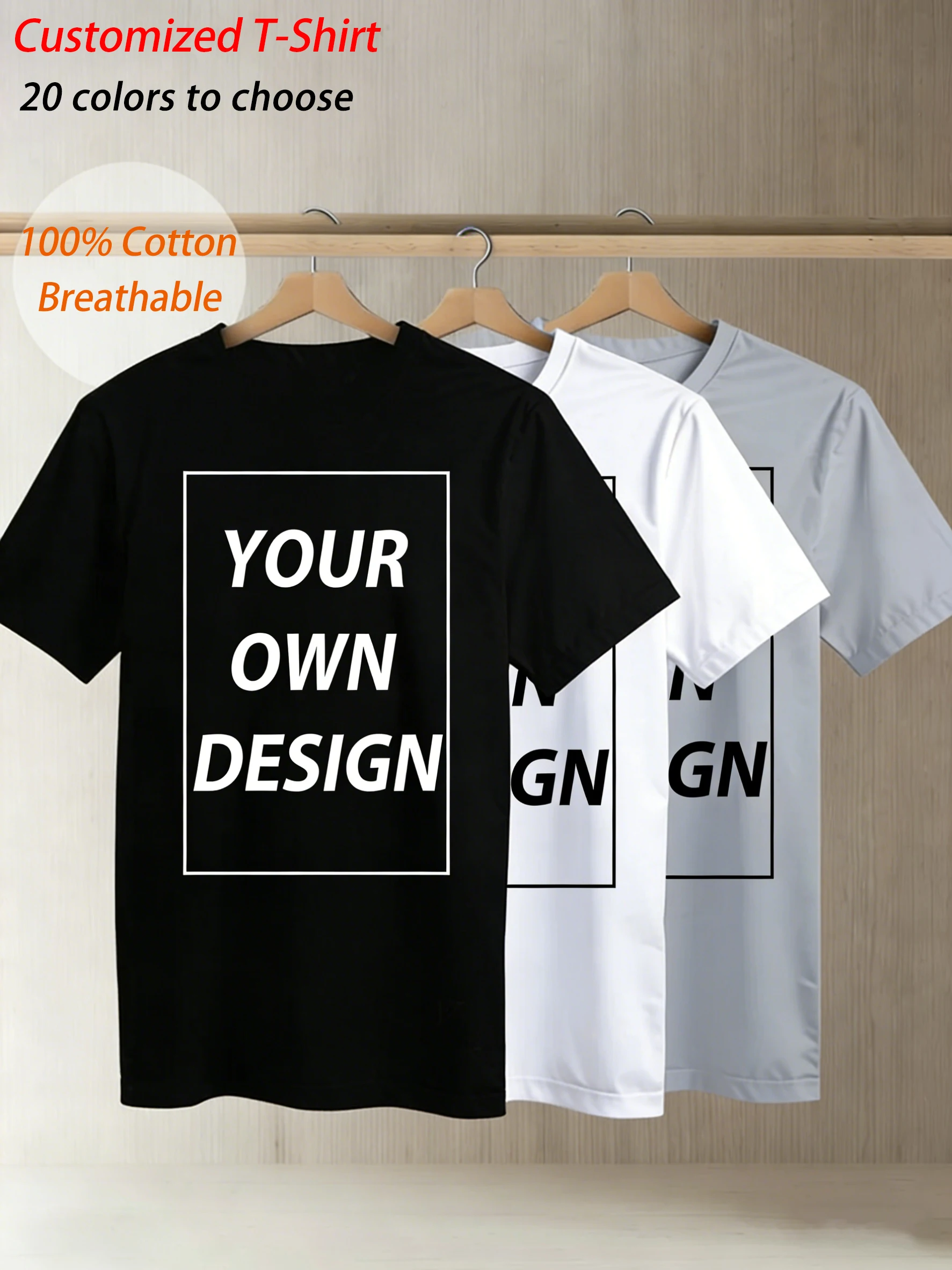 Personalisiertes, individuell bedrucktes T-Shirt, Sommer-Baumwolle, Unisex, kurzärmelig, bequemes Herren-T-Shirt, Team, Alltag, Streetwear, trendige, lässige Arbeitskleidung