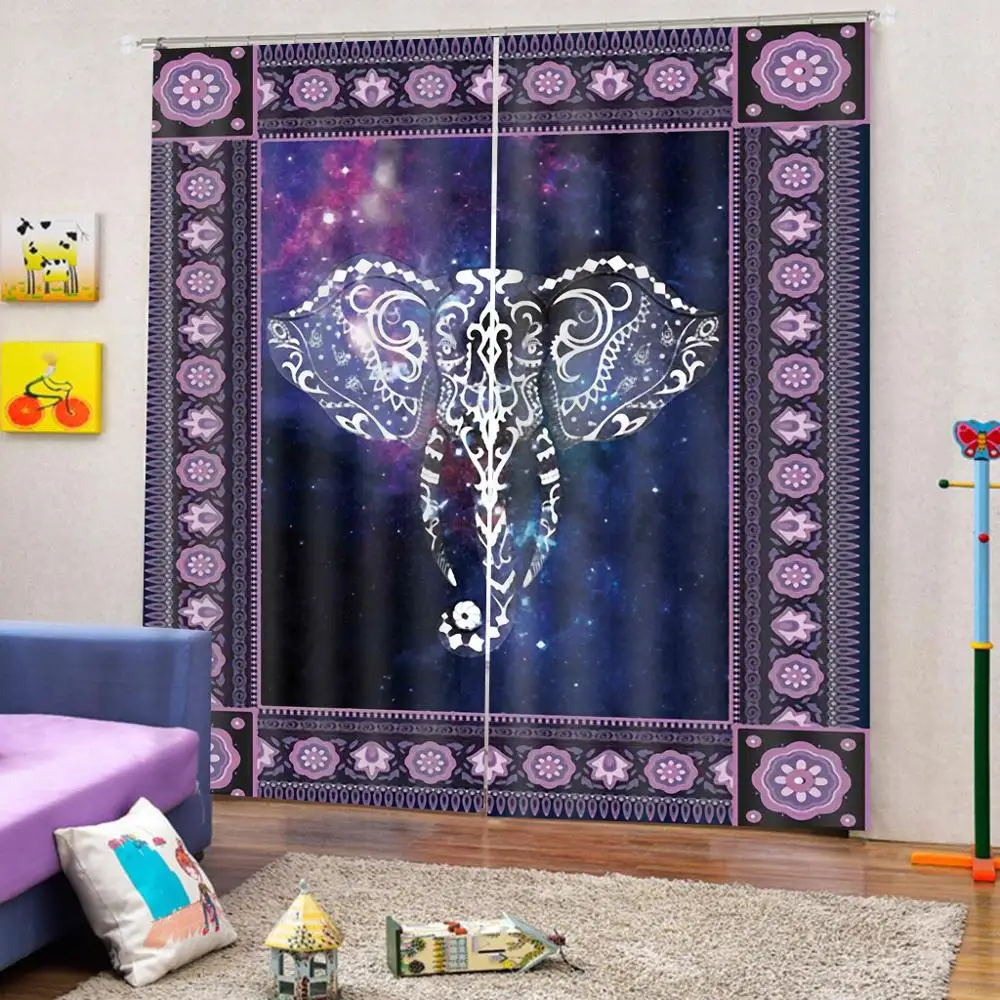 elephant curtains European 3D Curtains angel design Curtains For Living Room Bedroom