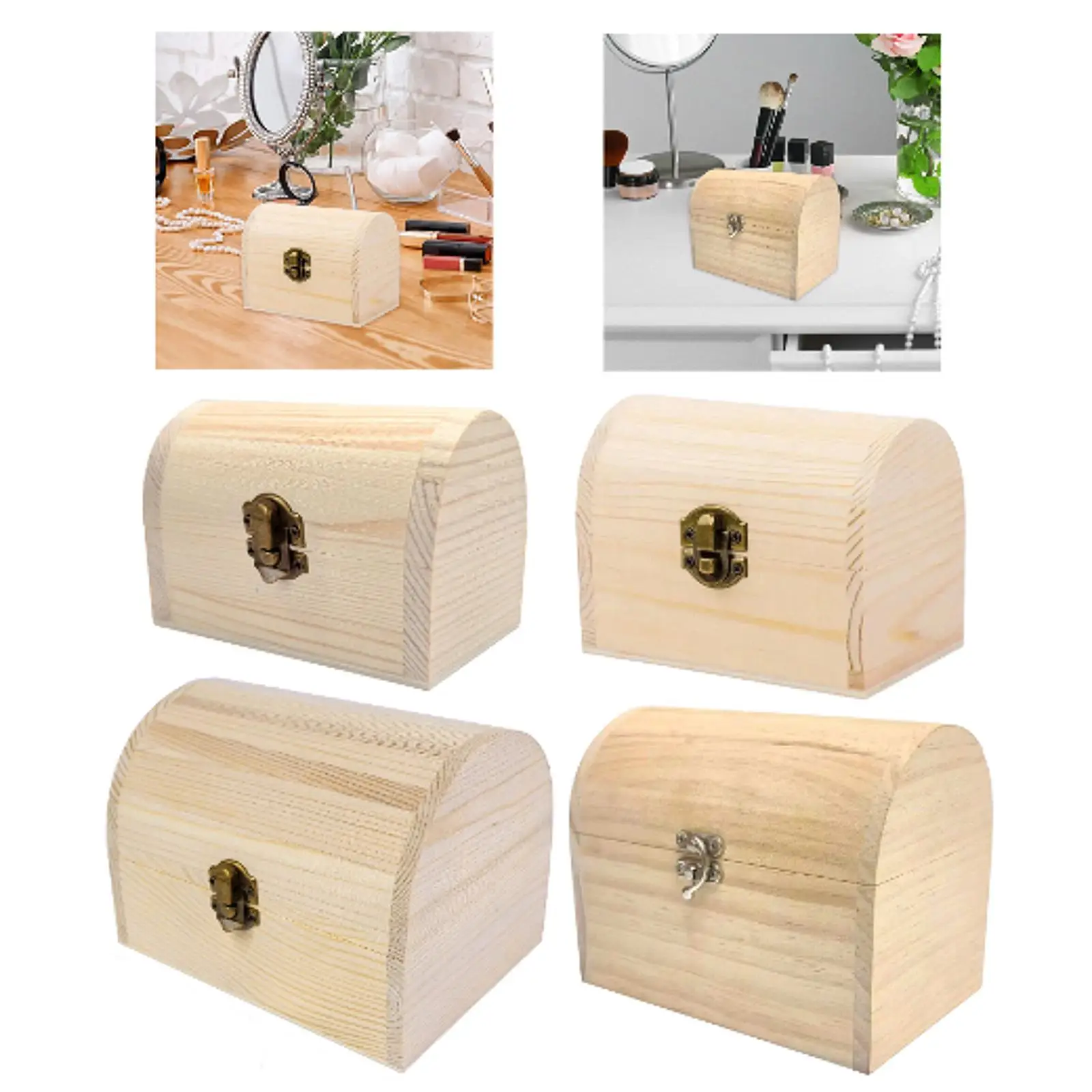 Decorative Unfinished Wood Box for Trinket Storage and Jewelry Display with Gift Ready Design