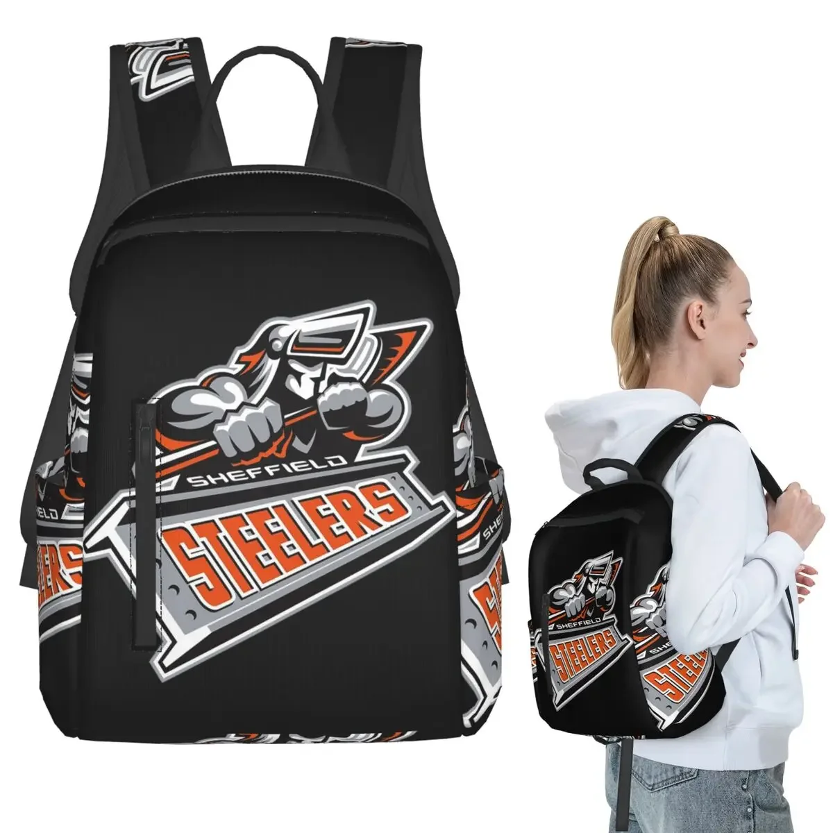 

The Sheffield Steelers Backpack Student Boys Girls BookBag Children School Bag Laptop Shoulder Bags for Men Women