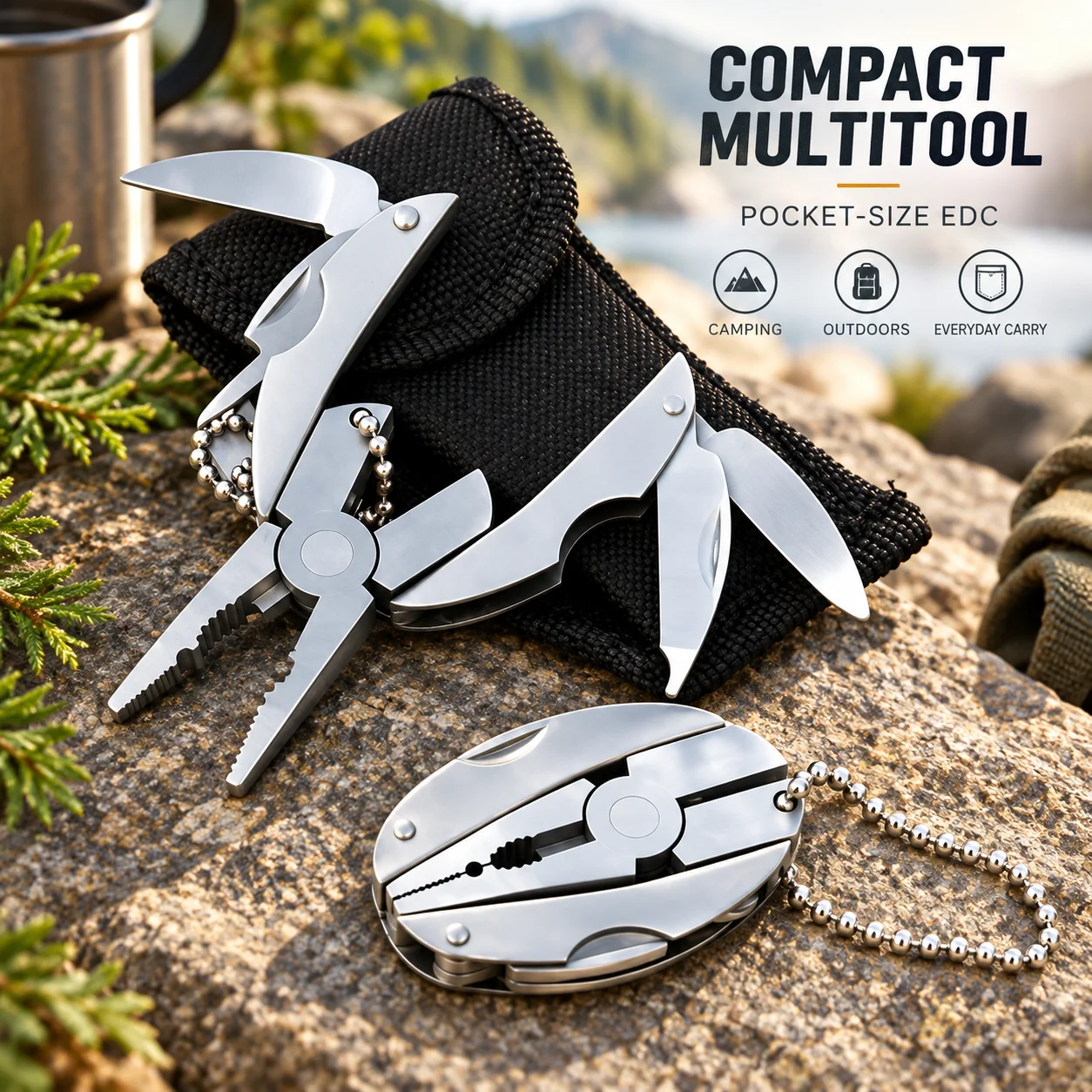 Mini Lightweight Multifunctional Turtle Back Pliers Portable Beetle Pliers Folding Pocket Tool for Outdoor Hiking & Keychain Use