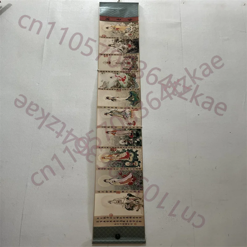 

Китайская древняя бумага для рисования, картина с изображением Будды, картина с изображением статуи Гуаньинь Дин Юньпэна, длинная свитковая живопись.