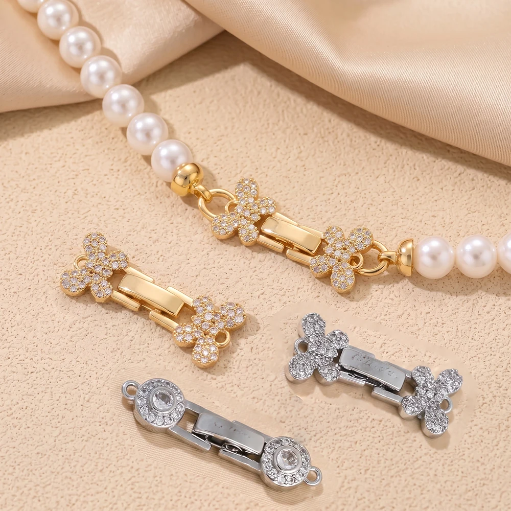 2 pièces Fermoirs pliables pour bracelet et collier, incrustés d'or 18K, extensions de maillons à clipser pour la fabrication de bijoux