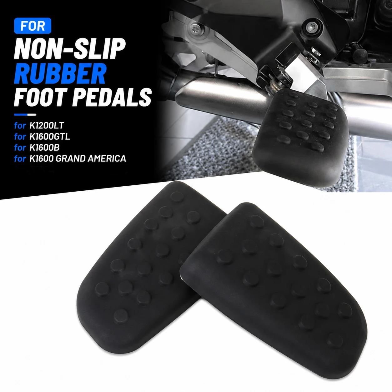For BMW K1200LT K1600GTL K1600B K1600GA Rubber Foot Peg Covers Non Slip Left Right Footrest Pedal Pads Motorcycle Parts
