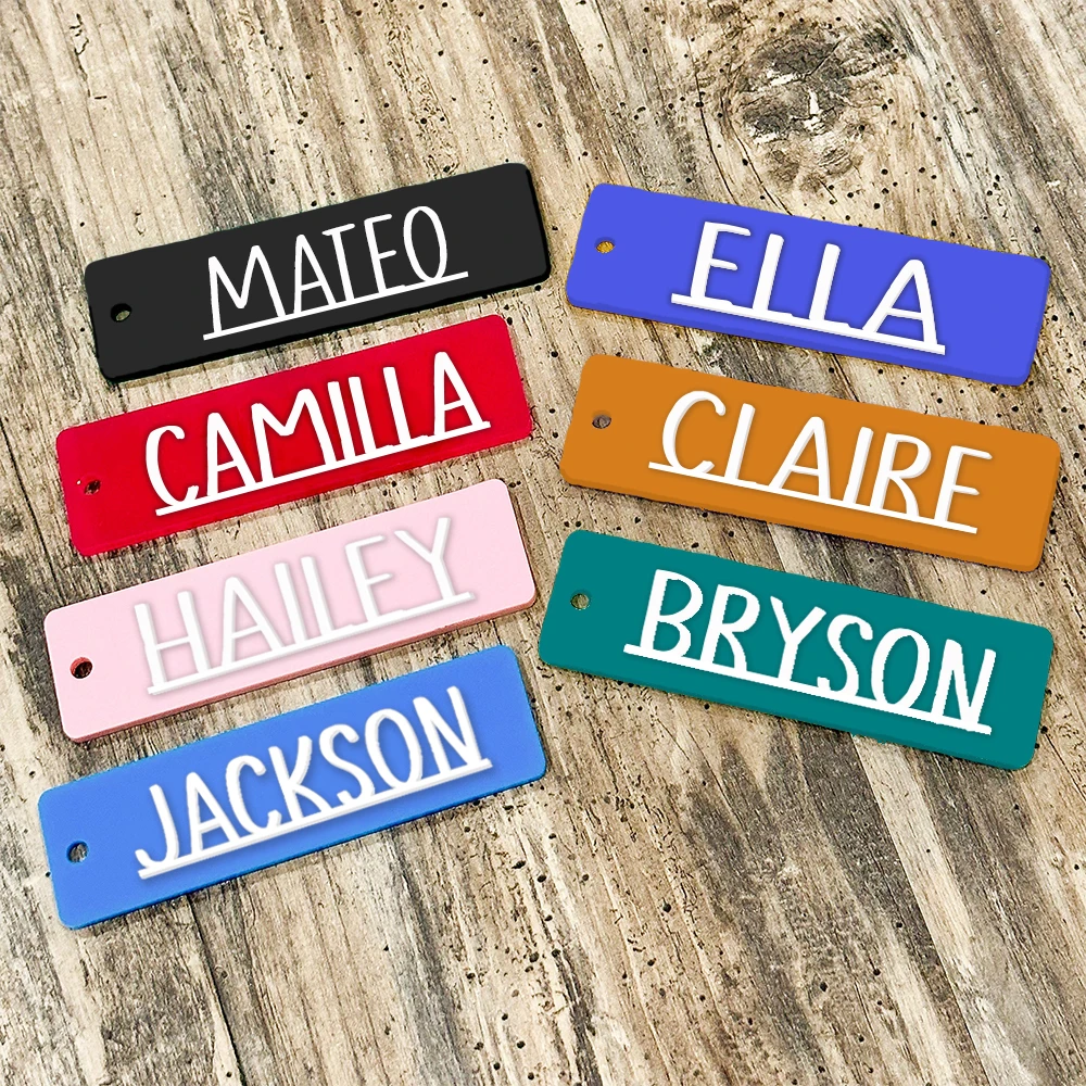 

Personalized Name Acrylic Keychain Custom Name Charm Bag Tag Custom Backpack Tag Custom Lunch Box Tag School Name Luggage Tag