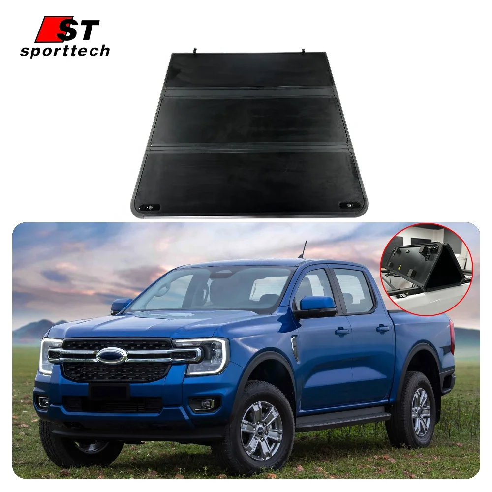 ST Factory Car accessories hard tri fold tonneau cover for hilux ranger triton L200 navara np300 4x4