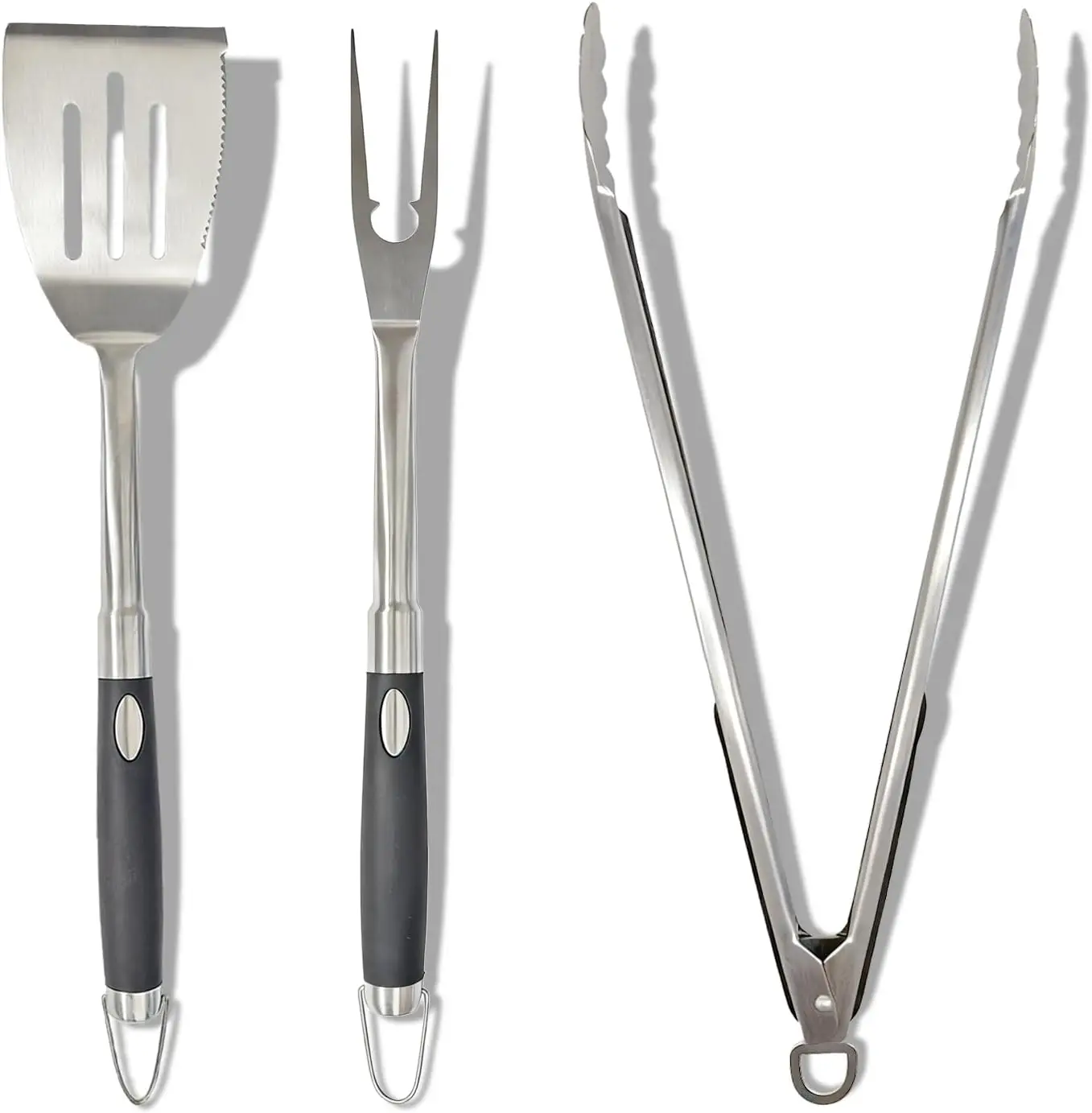 

Heavy Duty Grilling Accessories Grill Tool Set 3-Piece BBQ Utensils with Heat-Resistant Silicone Handle, Spatula, Ton