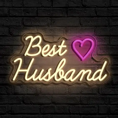 사용자 정의 네온 LED 로그인 라이트 웨딩 장식 생일 파티 룸 장식 침실 바 클럽 숍 네온 불빛 Led 로그인 맞춤 선물 Best5 10 최고의 남편 LED 네온 불빛 바 클럽 침실 호텔 장식을위한 디 밍이 가능한 야간 조명 생일 파티 야외 네온 장식 미술 선물