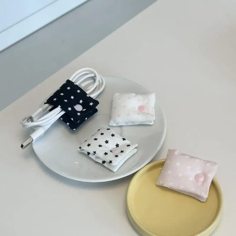 INS Style Star Cable Buckle Cute: Fabric Data Wire Organizer Portable Headphone Charging Cable Storage