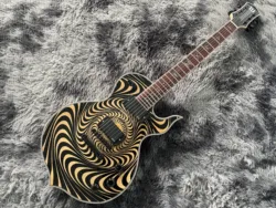 China electric guitar Black yellow circle Black psychedelic circle Factory direct sales can be customized Free shipping