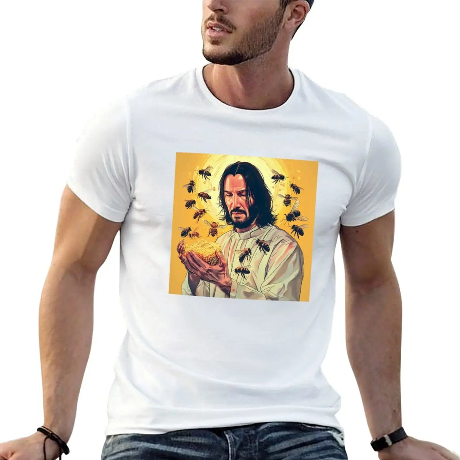 

John Wick, Funny Bee, BABA YAGA, JOHN WICK Kitty, Keanu Christ, Keanu Saint T-Shirt t shirts for man slim fit T-Shirt