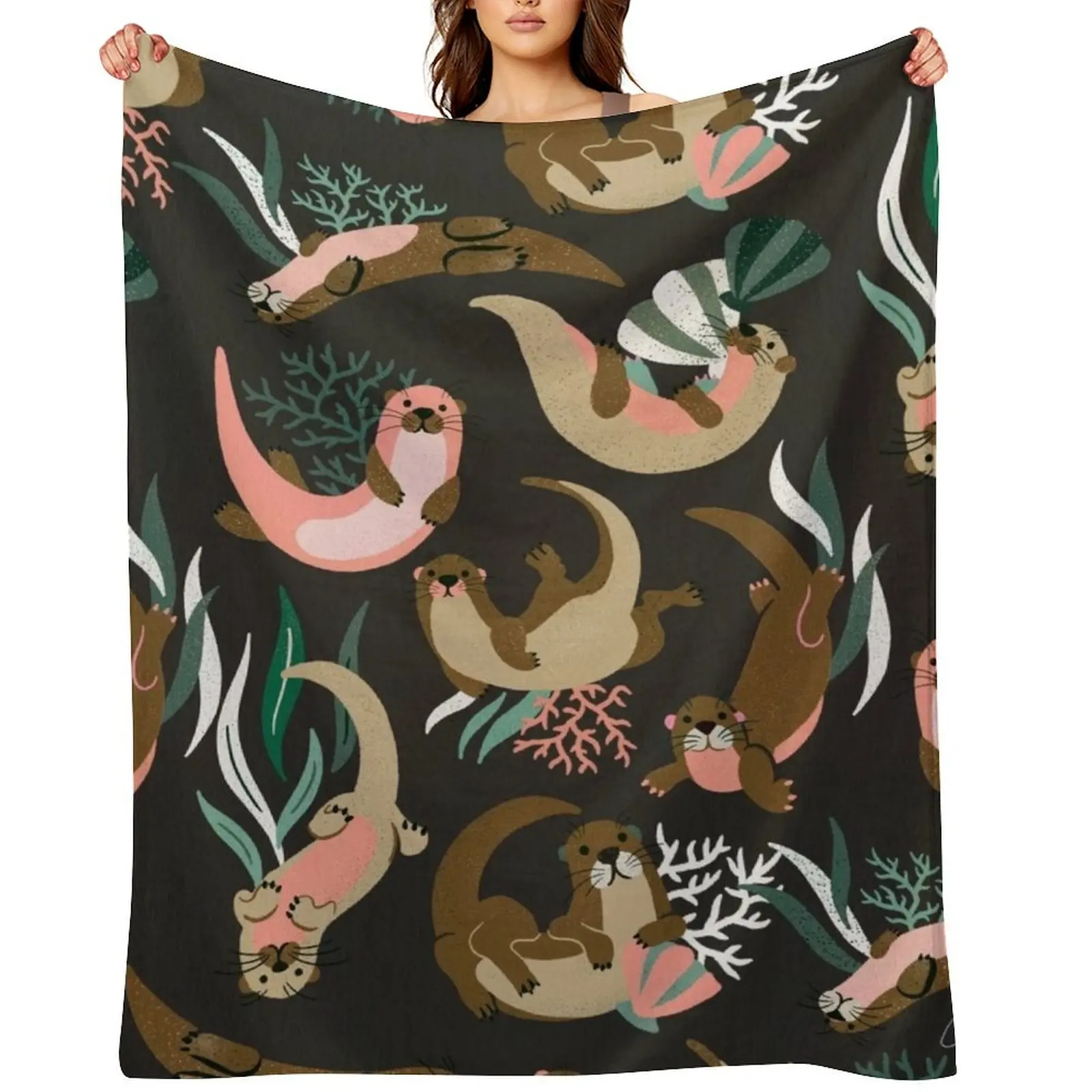 

Otter Collection - Charcoal Throw Blanket blankets ands Weighted Hairys Kid'S Blankets