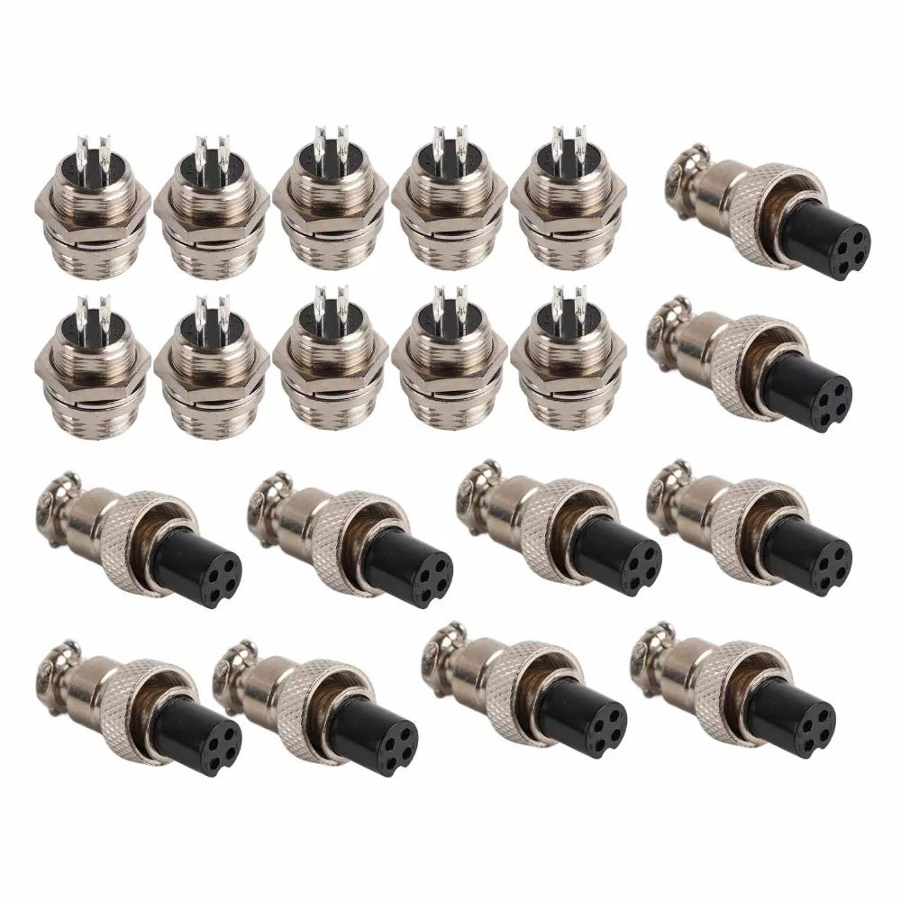 10 Set Electronic Components GX12 Aviation Connector 4 Pin 12mm Aviation Plug 5A Waterproof Connector Power Chassis